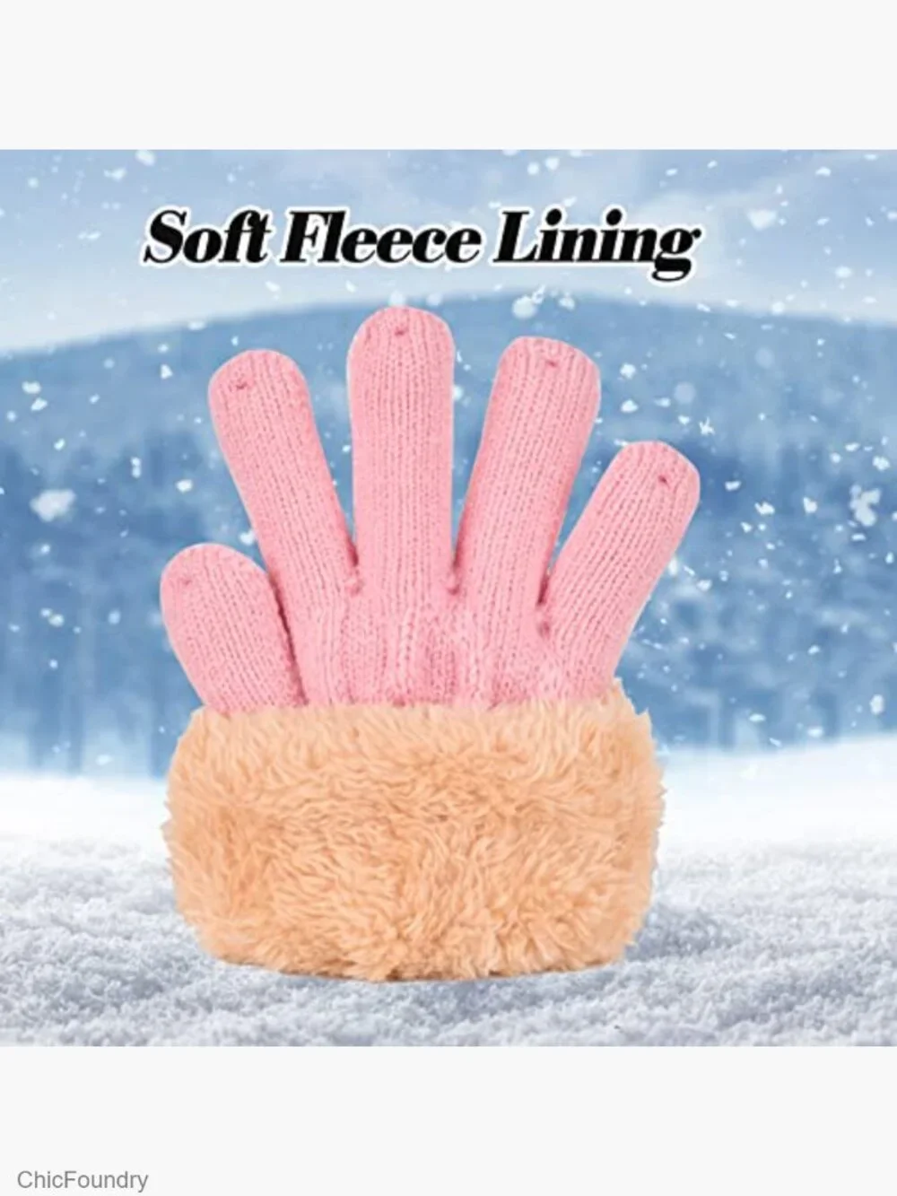 Kids Winter Knit Gloves 2 Pack - Warm Thermal Fleece Lined Mittens